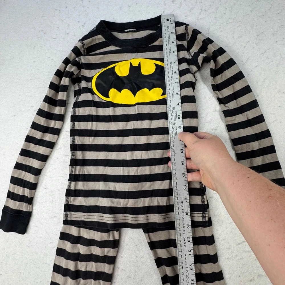 Hanna Andersson Pajama Set Kids Size 8 Batman Striped Organic Cotton Superhero